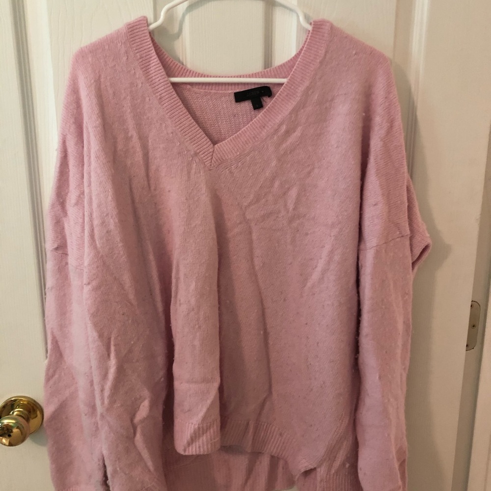 Baby pink oversized V-neck J Crew sweater